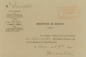 Capture partiel d'un document ancien où figure la signature du Général Desorthès
