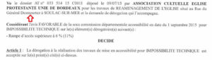 Extrait d'un courrier de la Préfecture